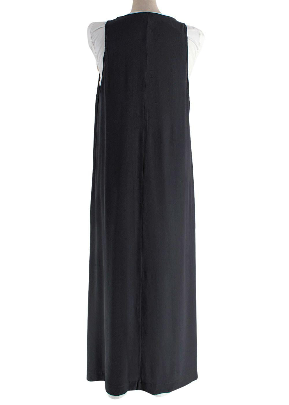 Brunello Cucinelli Double Layer White and Grey Crepe Dress