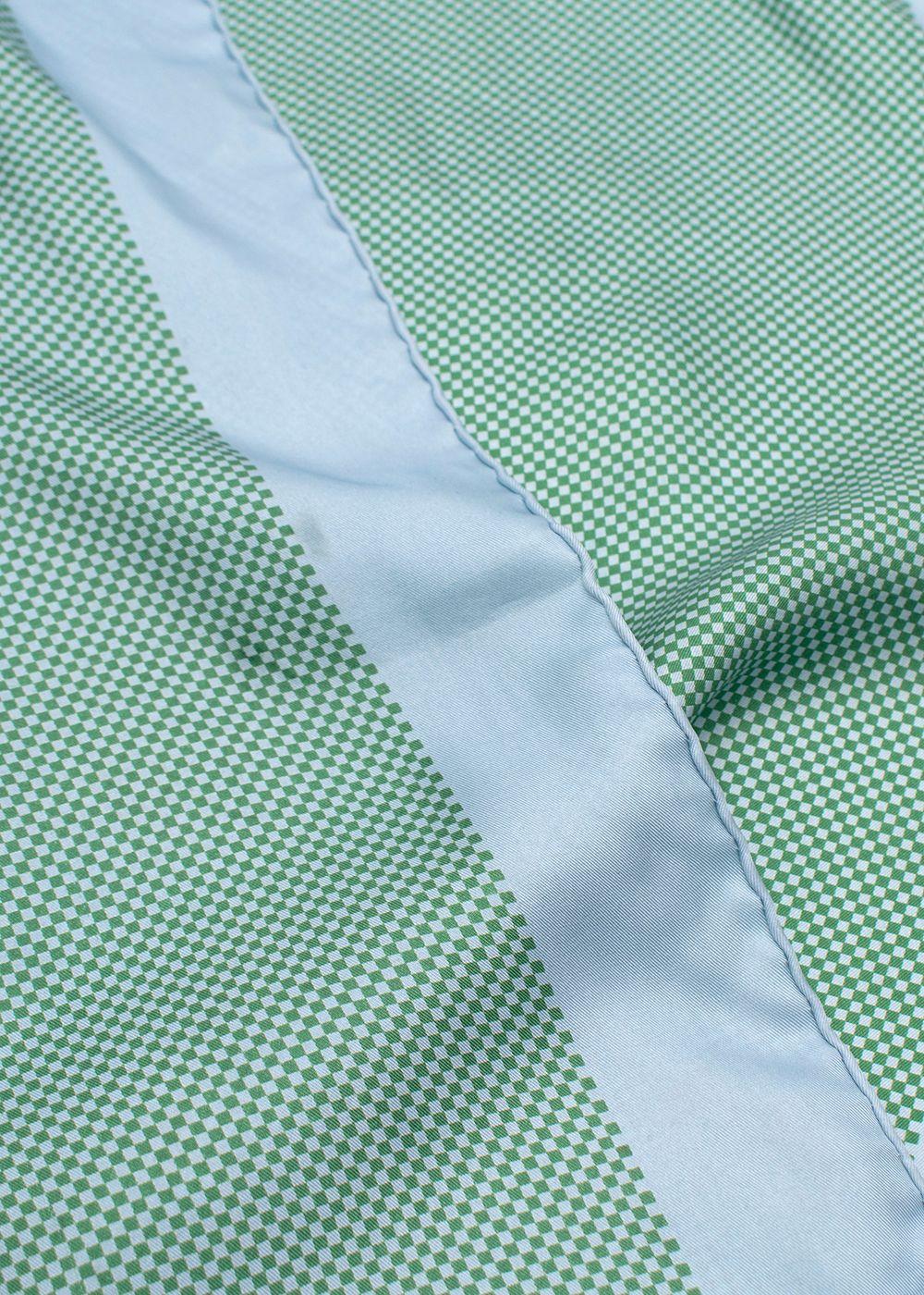 Turnbull Asser Blue and Green Silk Pocket Square