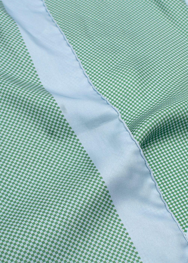 Turnbull Asser Blue and Green Silk Pocket Square