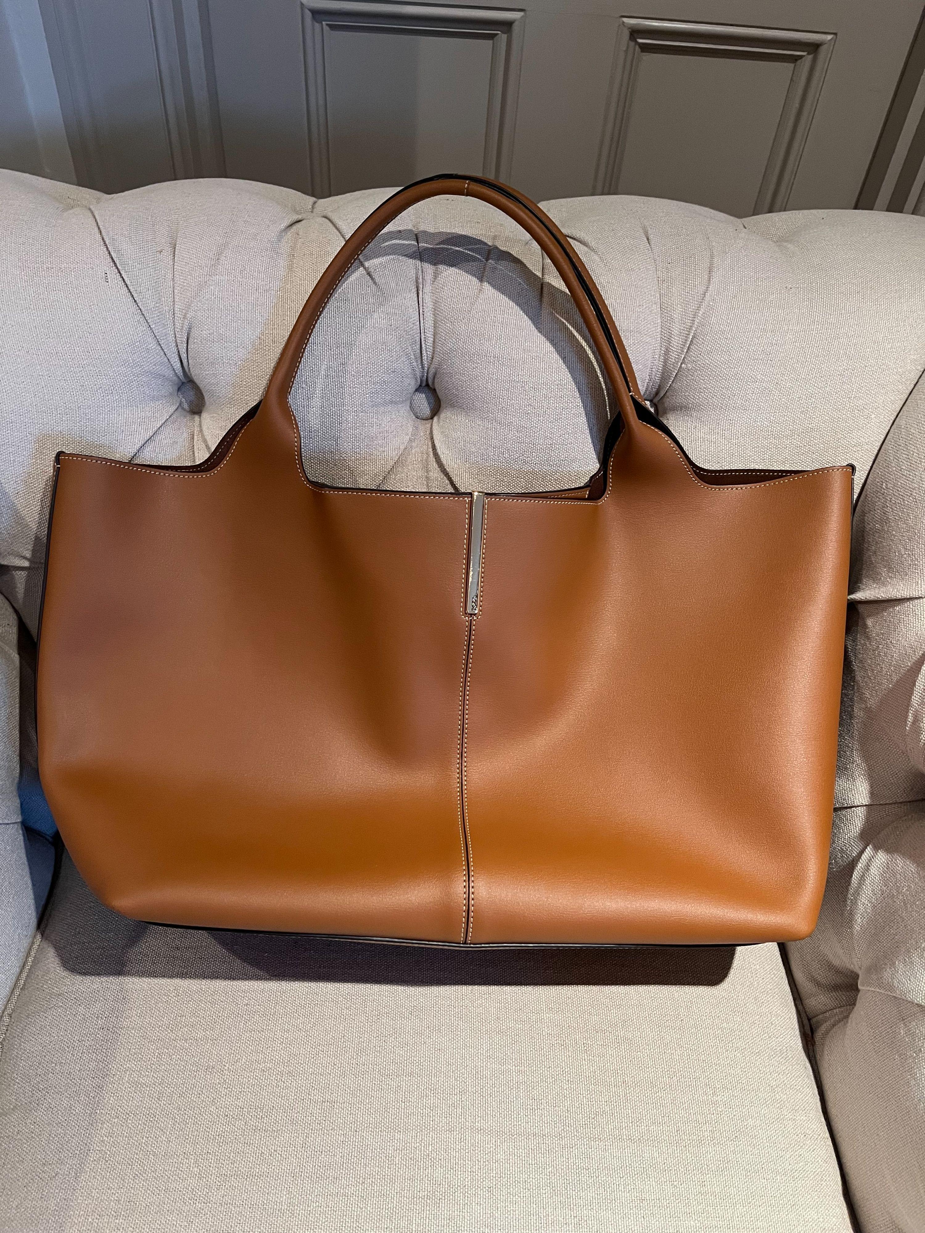 Tods Tan Leather Shopper Tote Bag
