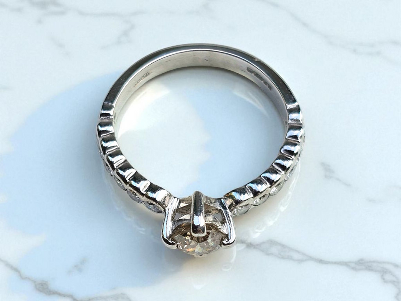 Bespoke Vintage Champagne Diamond Solitaire Ring