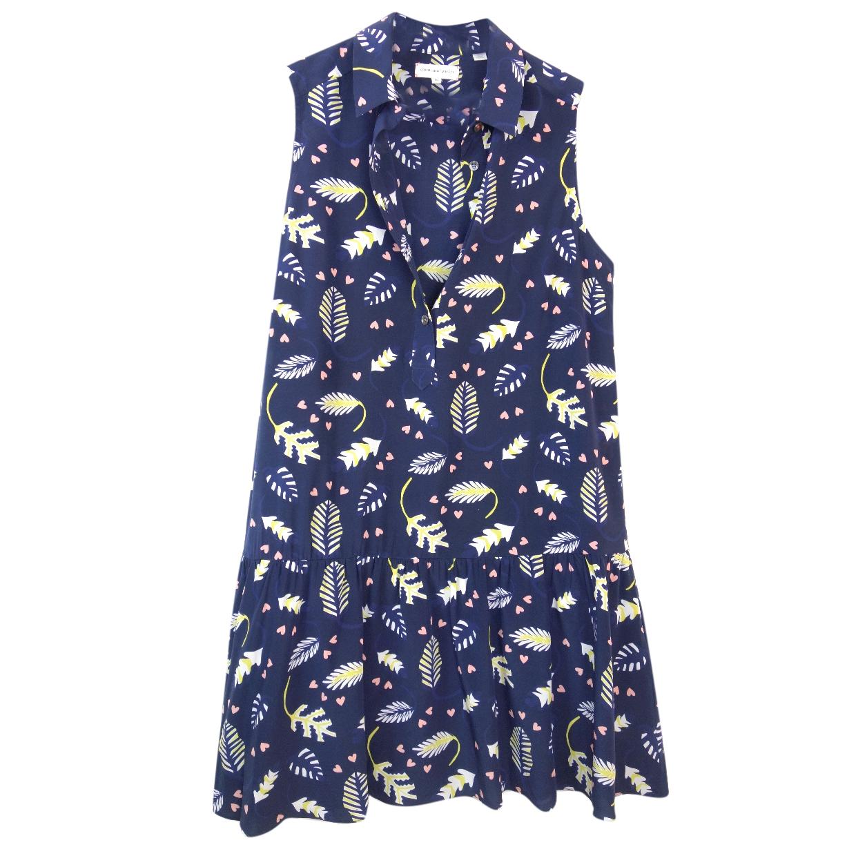 Chianti and Parker printed blue silk satin dress