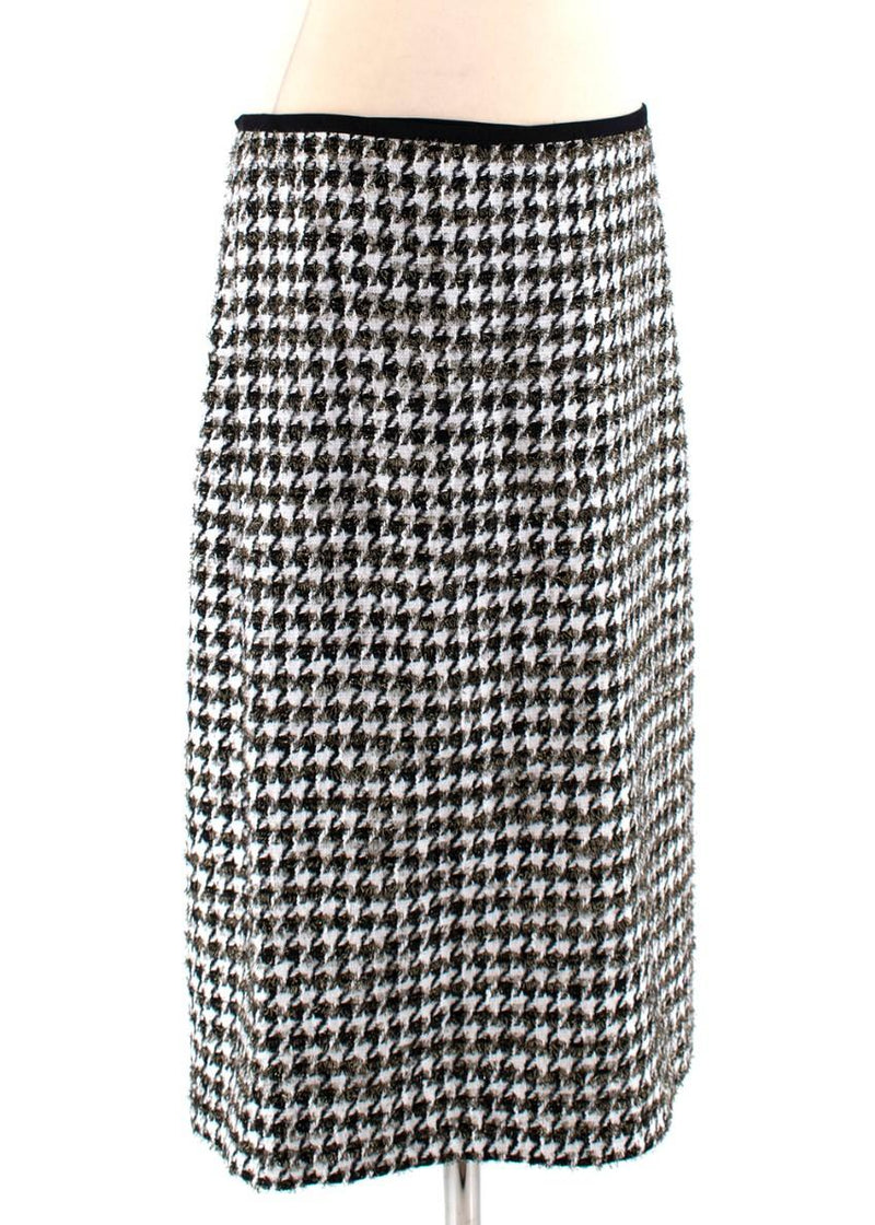 Erdem Safia metallic houndstooth cotton-blend tweed pencil skirt