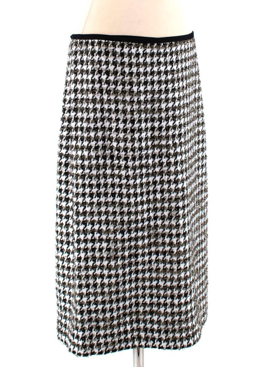 Erdem Safia metallic houndstooth cotton-blend tweed pencil skirt
