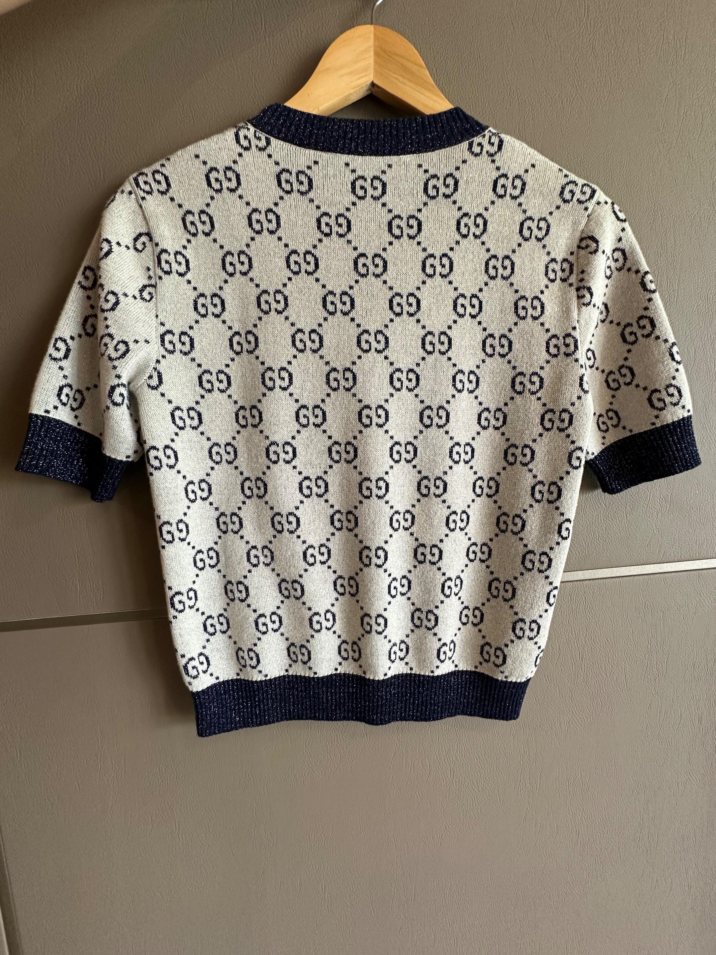 Gucci Metallic Monogram Short Sleeve Jumper