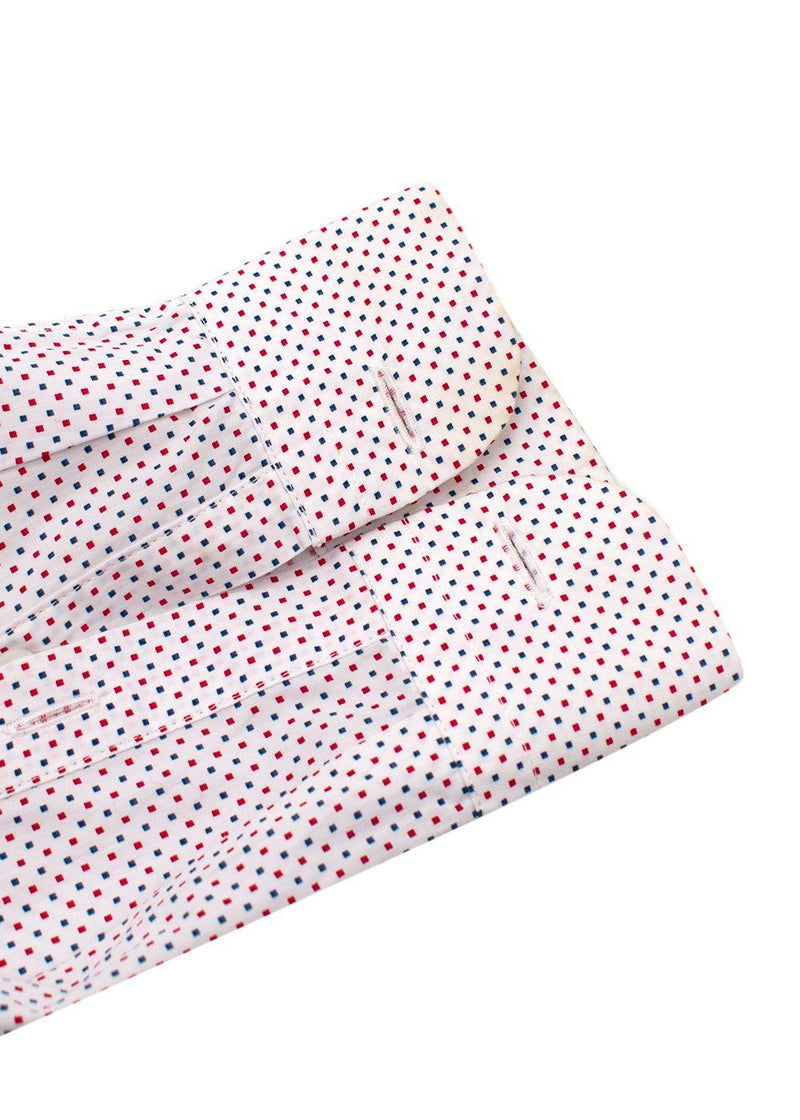 Red & Blue Square Print Button Down Shirt