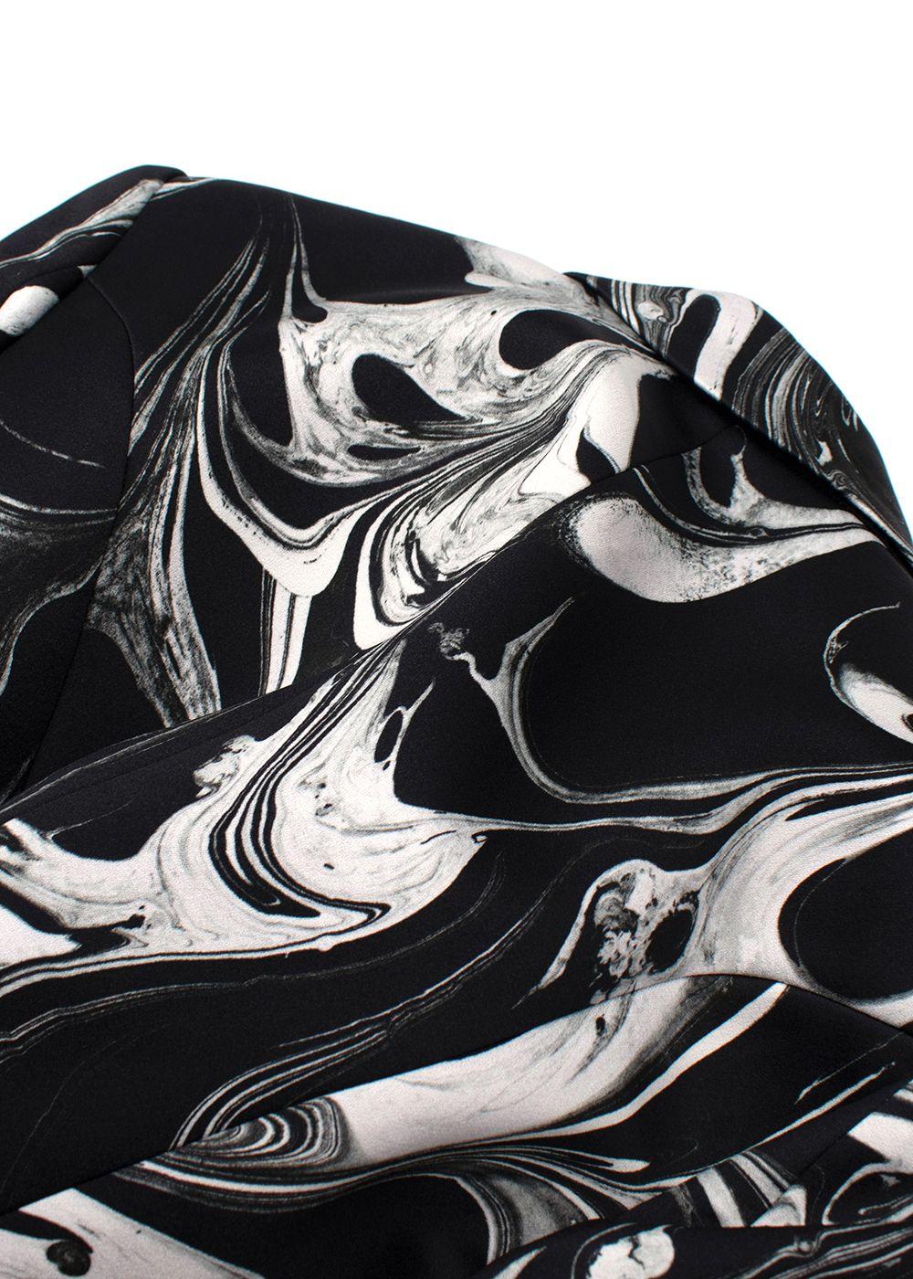 Balmain Black Marble Printed Satin Double Breasted Blazer