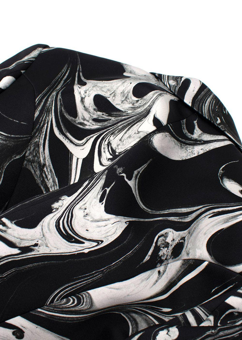 Balmain Black Marble Printed Satin Double Breasted Blazer