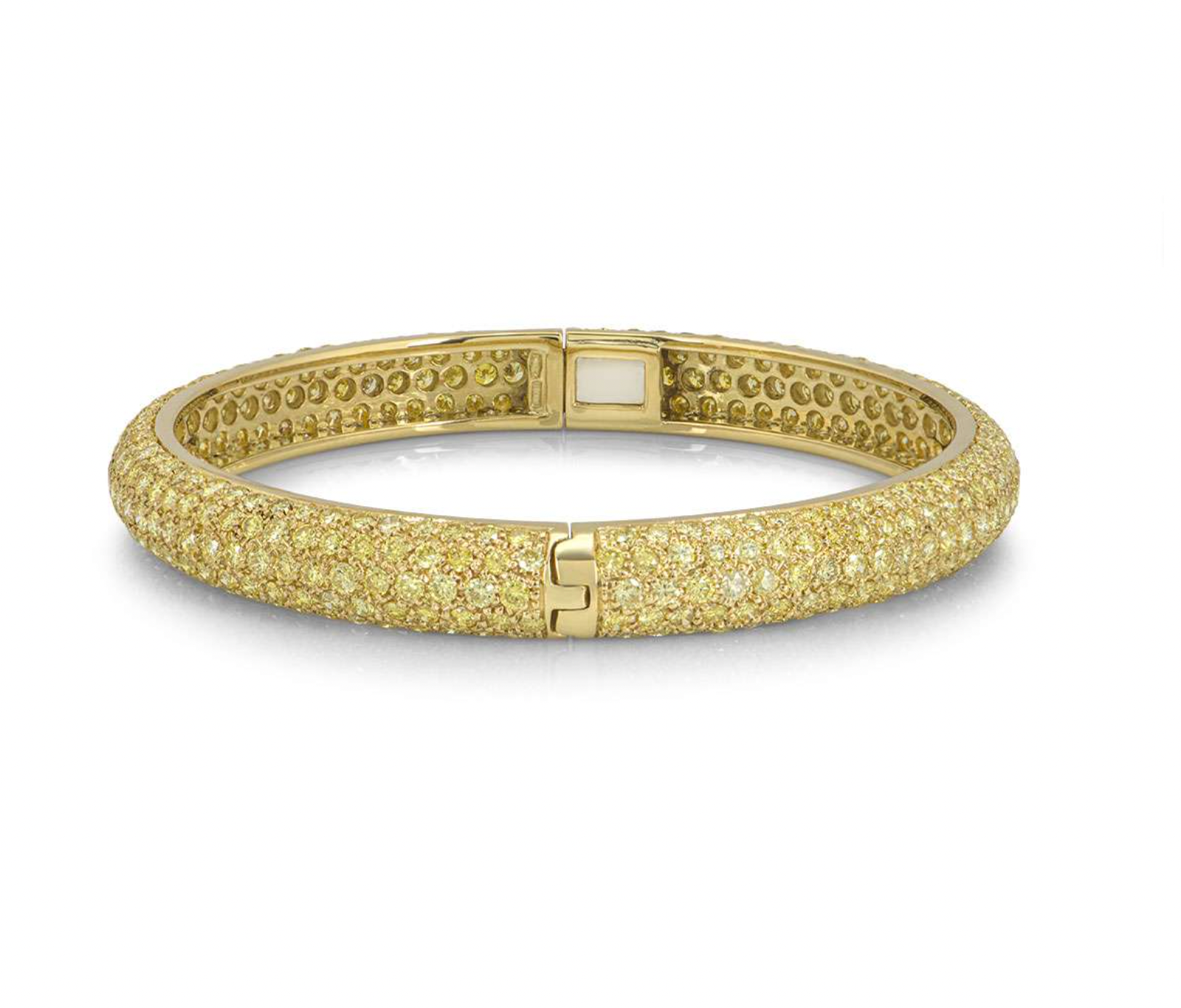 18ct yellow gold & yellow diamond hinged bangle 5.60ct TWD