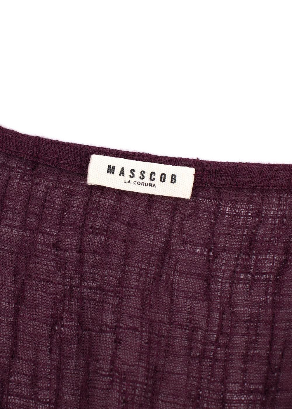Masscob Burgundy Short Sleeve Sheer Blouse