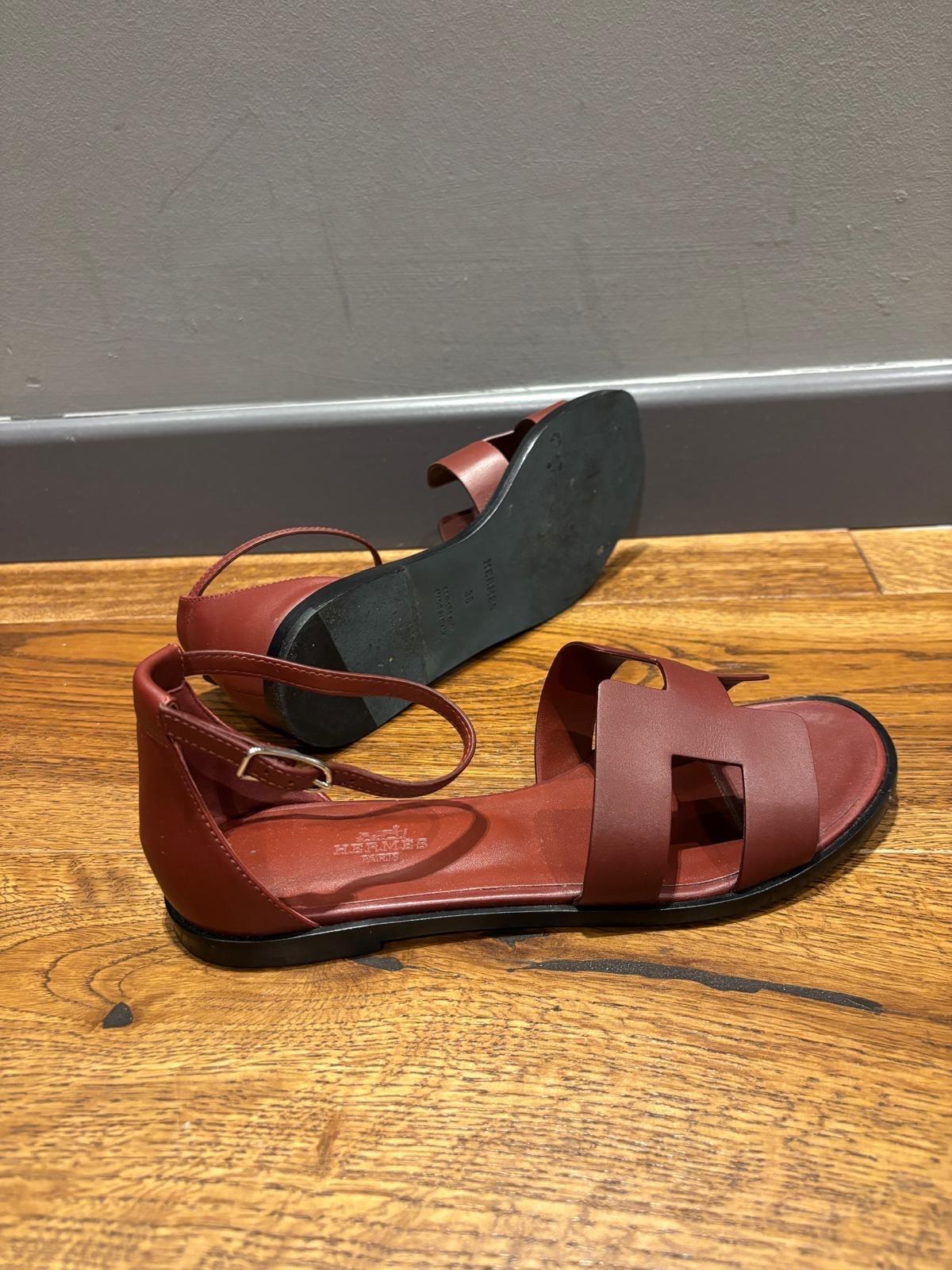 Hermes Rouge Leather Sandals