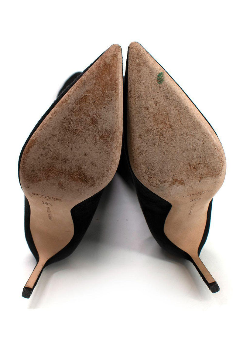 Manolo Blahnik Black Pascalarhi Suede Thigh High Boots