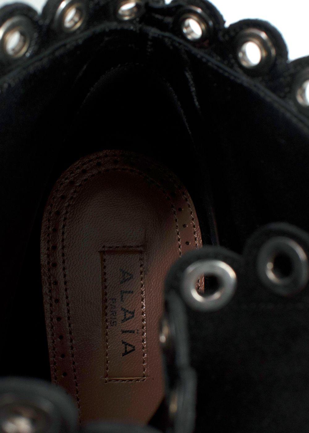 Alaia Black Suede Concealed Wedge Ankle Boots