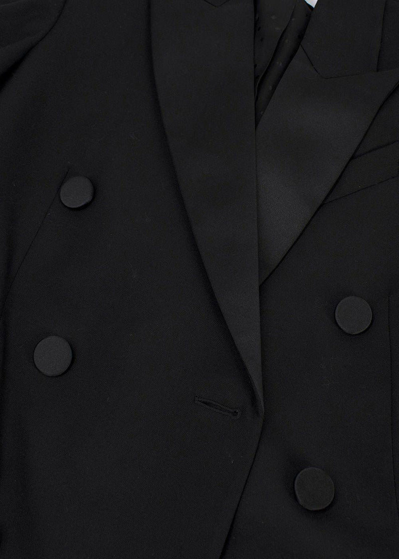 Racil Black Double Breasted Belted Tuxedo Blazer