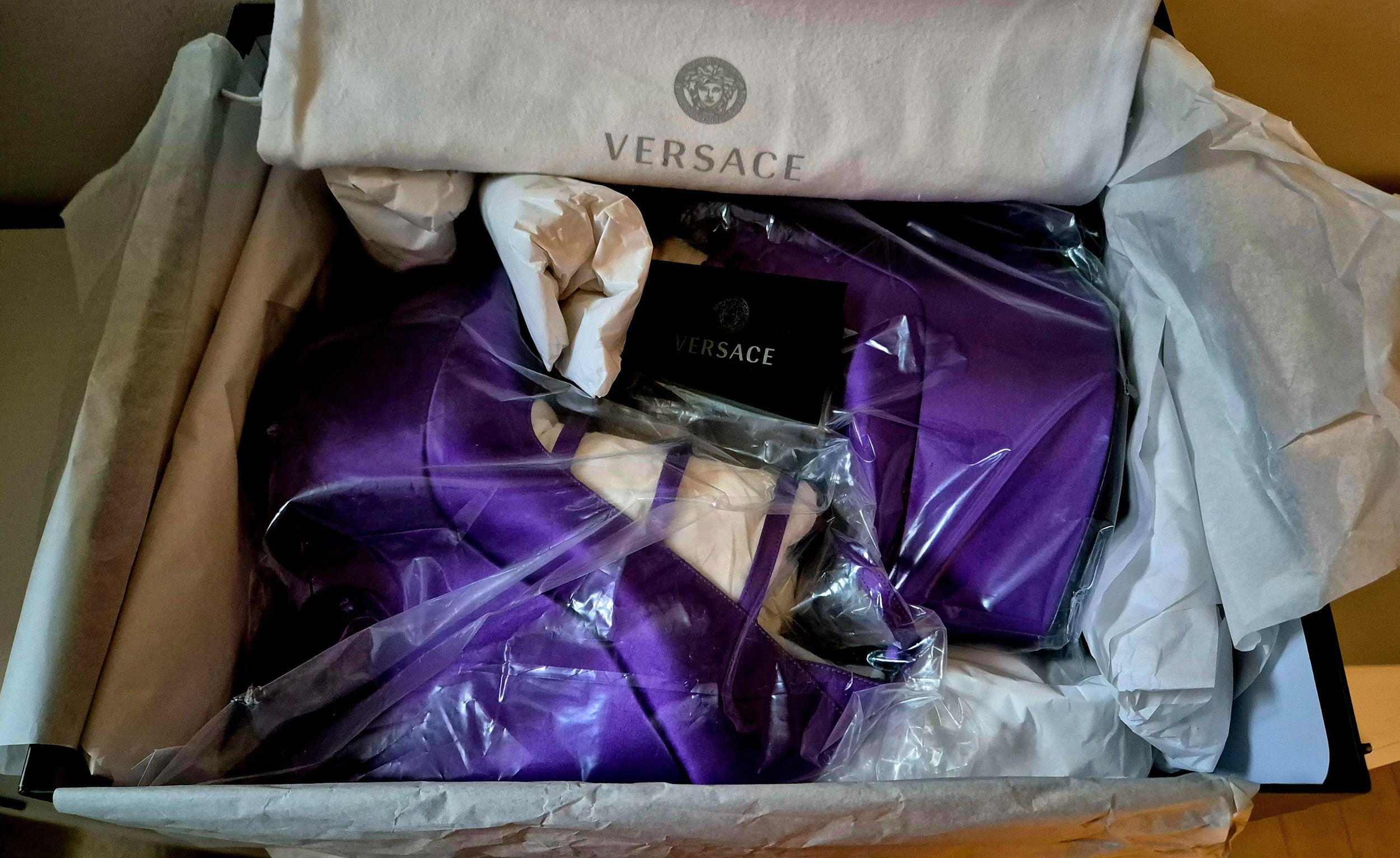Versace Purple Tempest Platform Heels