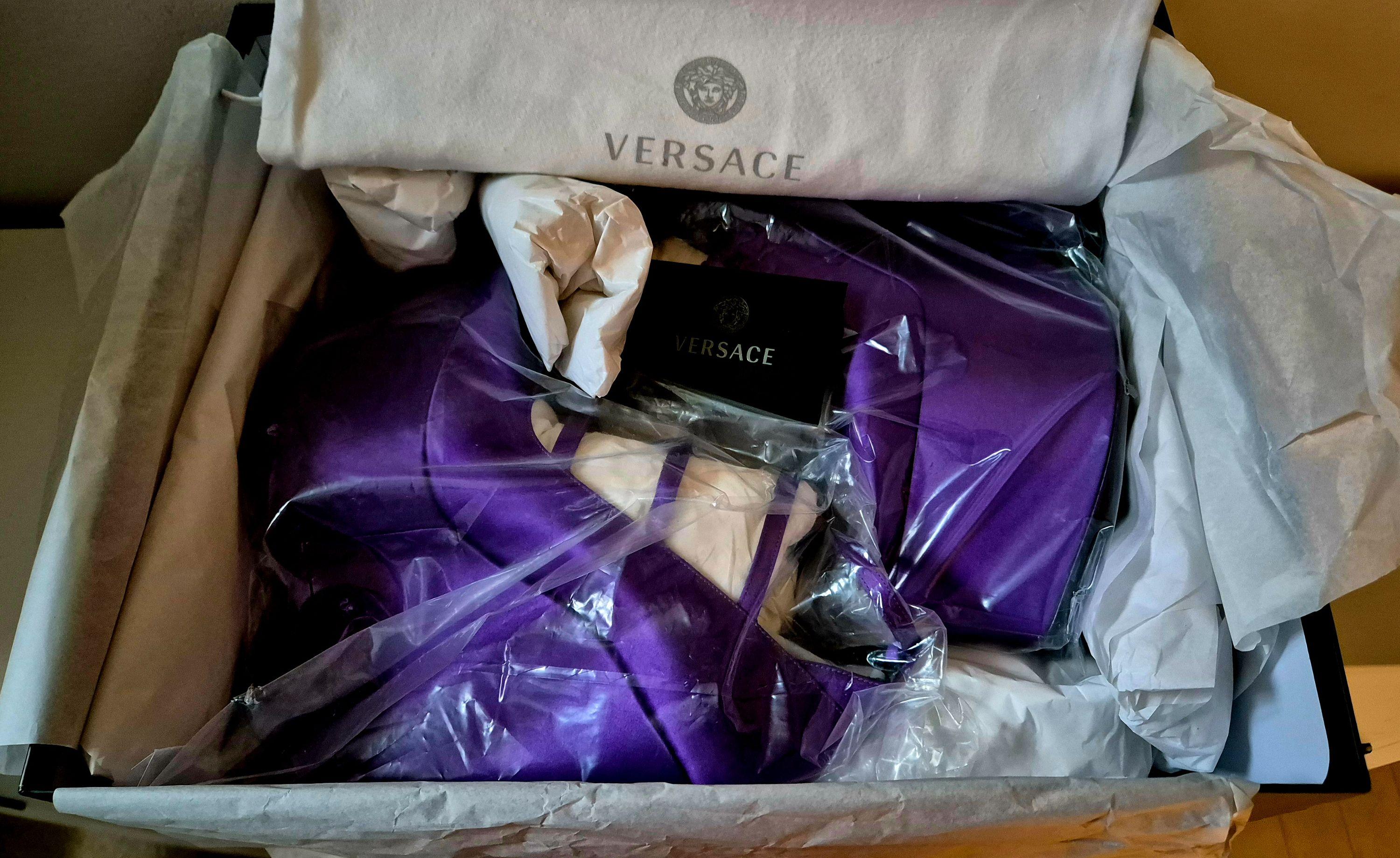 Versace Purple Tempest Platform Heels