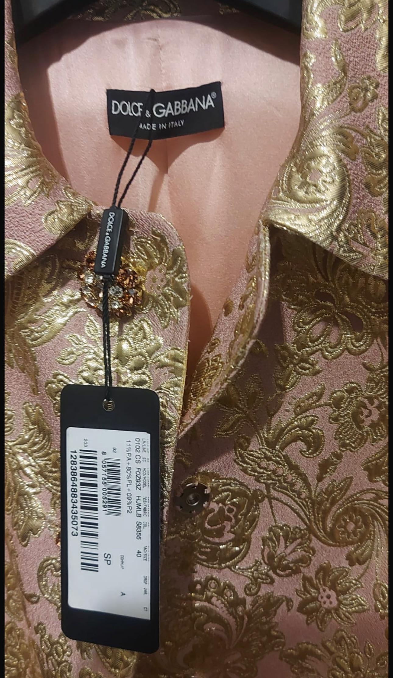 Dolce & Gabbana JGold Rose acquard Crystal Button Coat