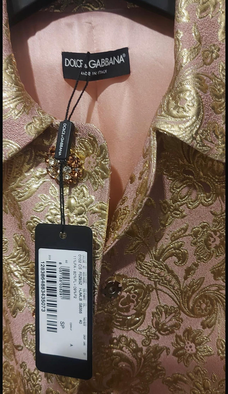 Dolce & Gabbana JGold Rose acquard Crystal Button Coat