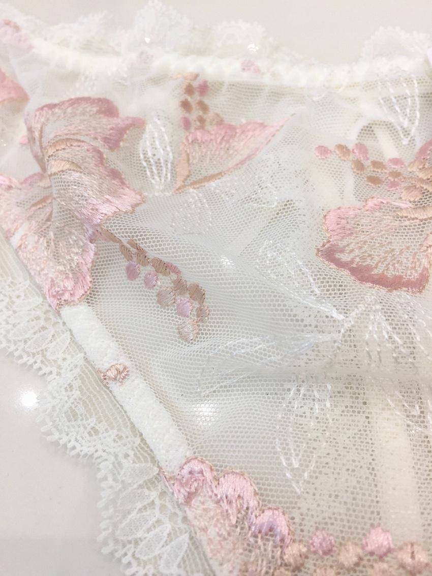 Aubade Paradise Cream & Pink Embroidered Tanga