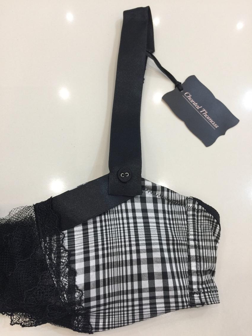 Chantal Thomass Black & White Tartan Check Bra & Thong Set