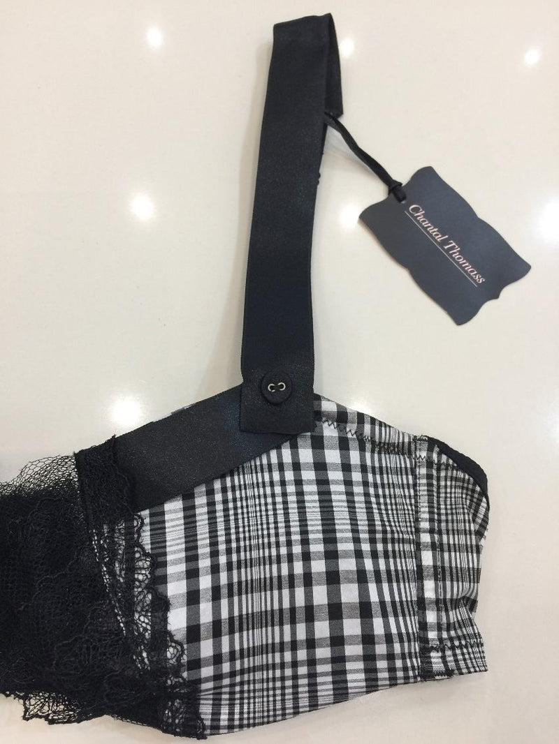 Chantal Thomass Black & White Tartan Check Bra & Thong Set