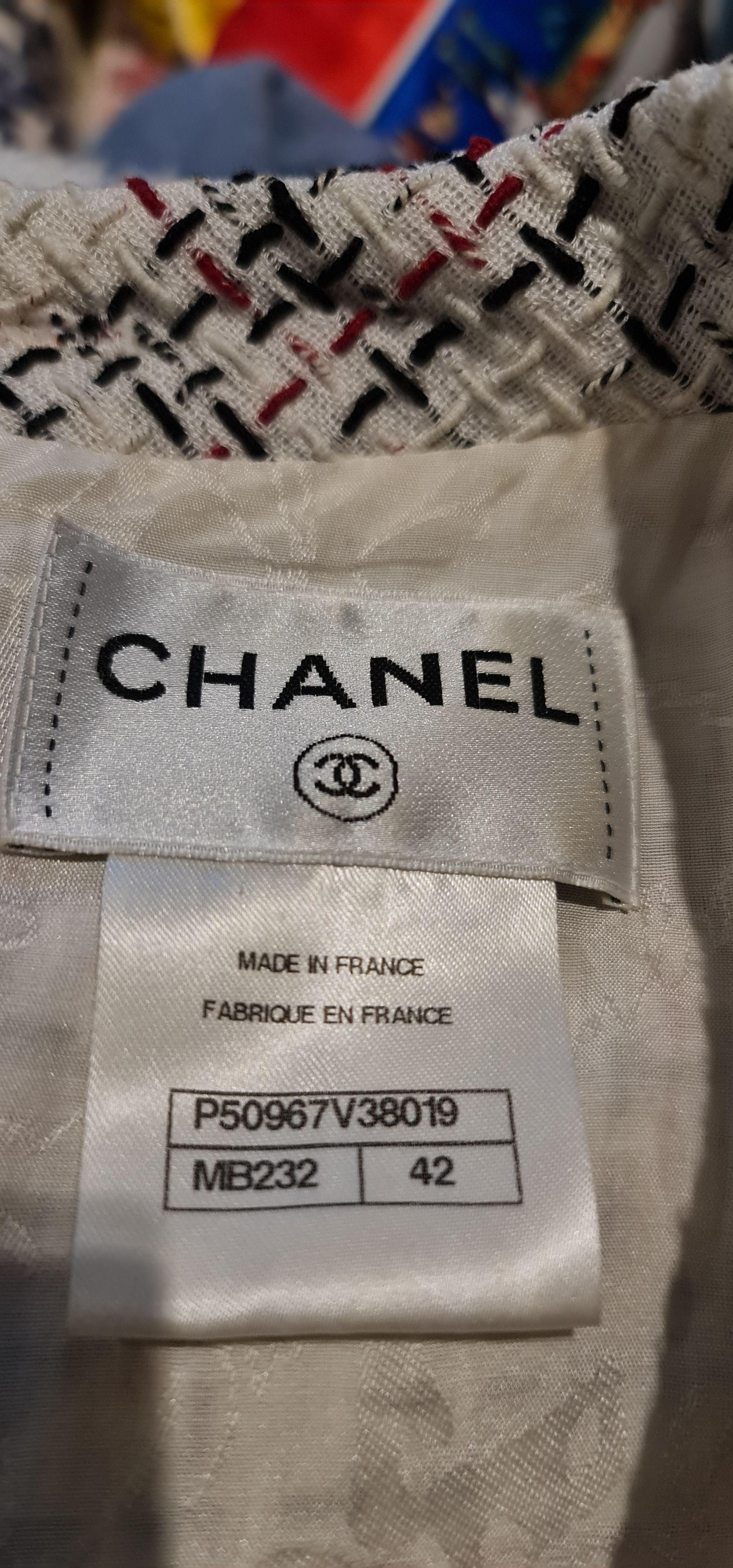 Chanel White Checked Tweed Dress