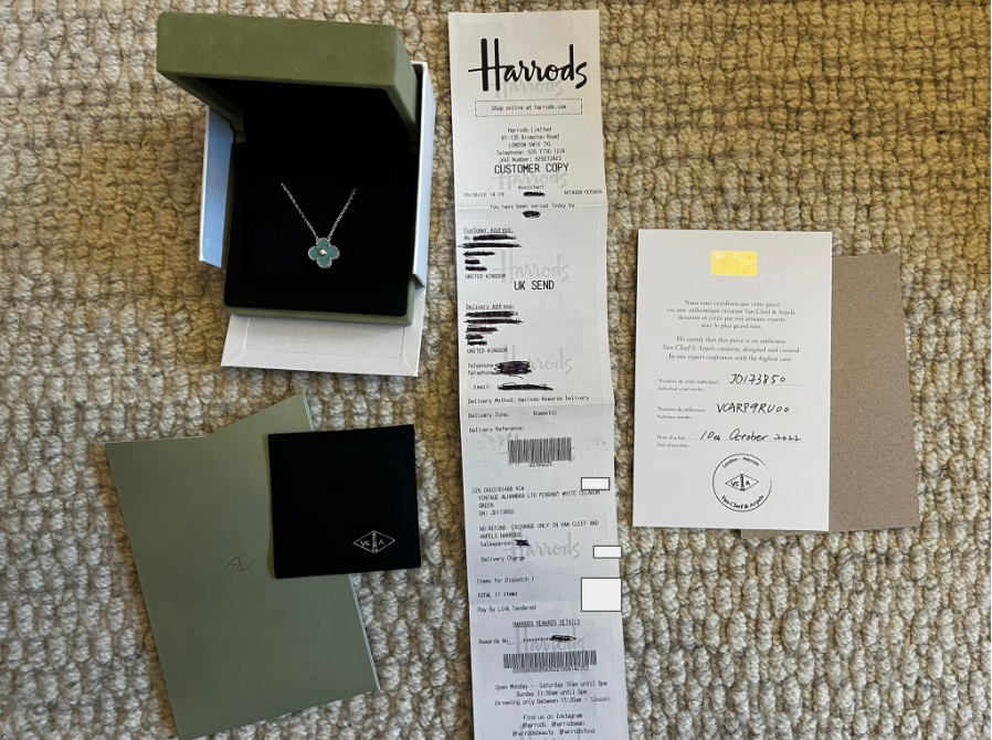 Van Cleef & Arpels White Gold Celadon Green Alhambra 2023 Holiday Pendant