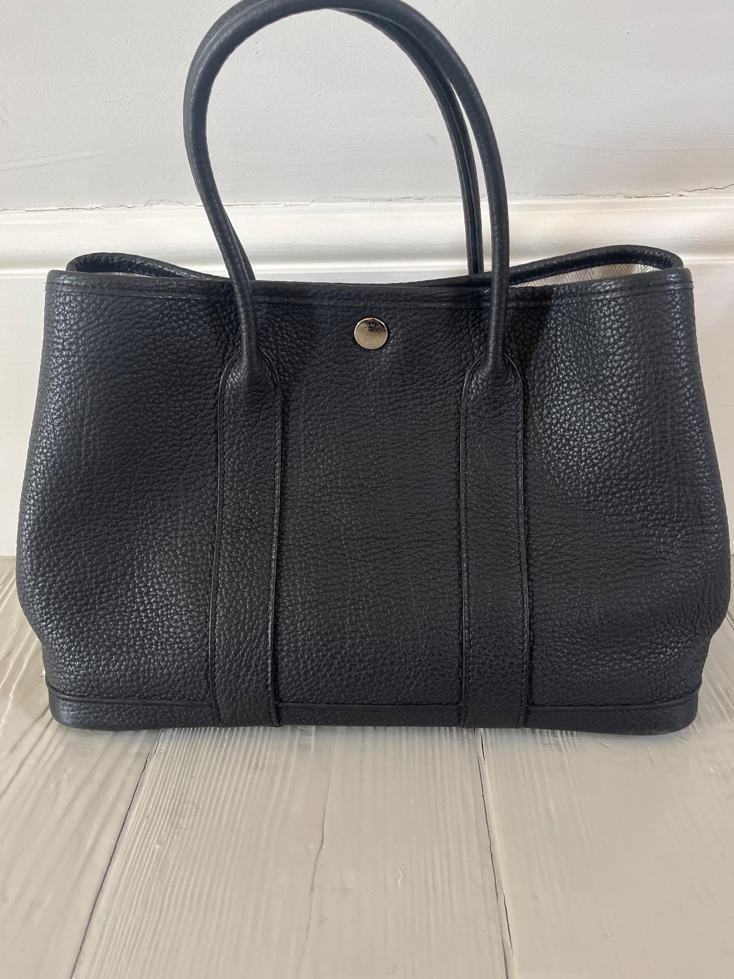 Black Calfskin Garden Party 30 Bag