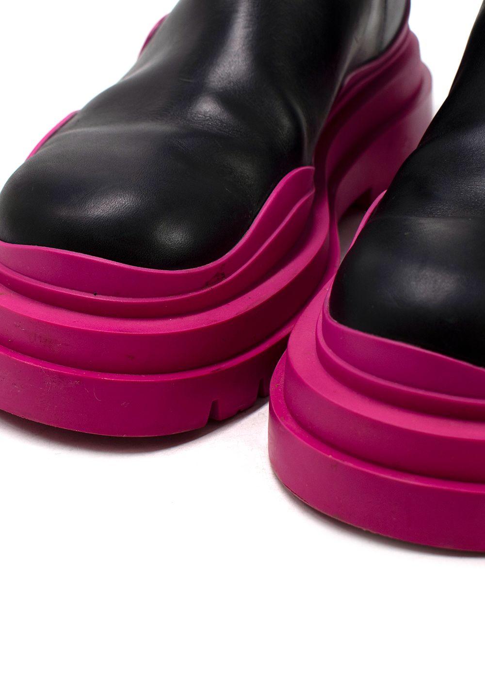 Bottega Veneta Pink Tire Rubber-trimmed Leather Chelsea Boots