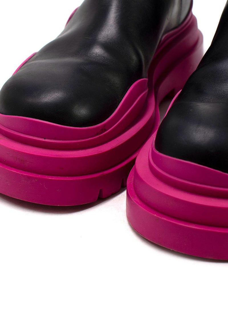 Bottega Veneta Pink Tire Rubber-trimmed Leather Chelsea Boots