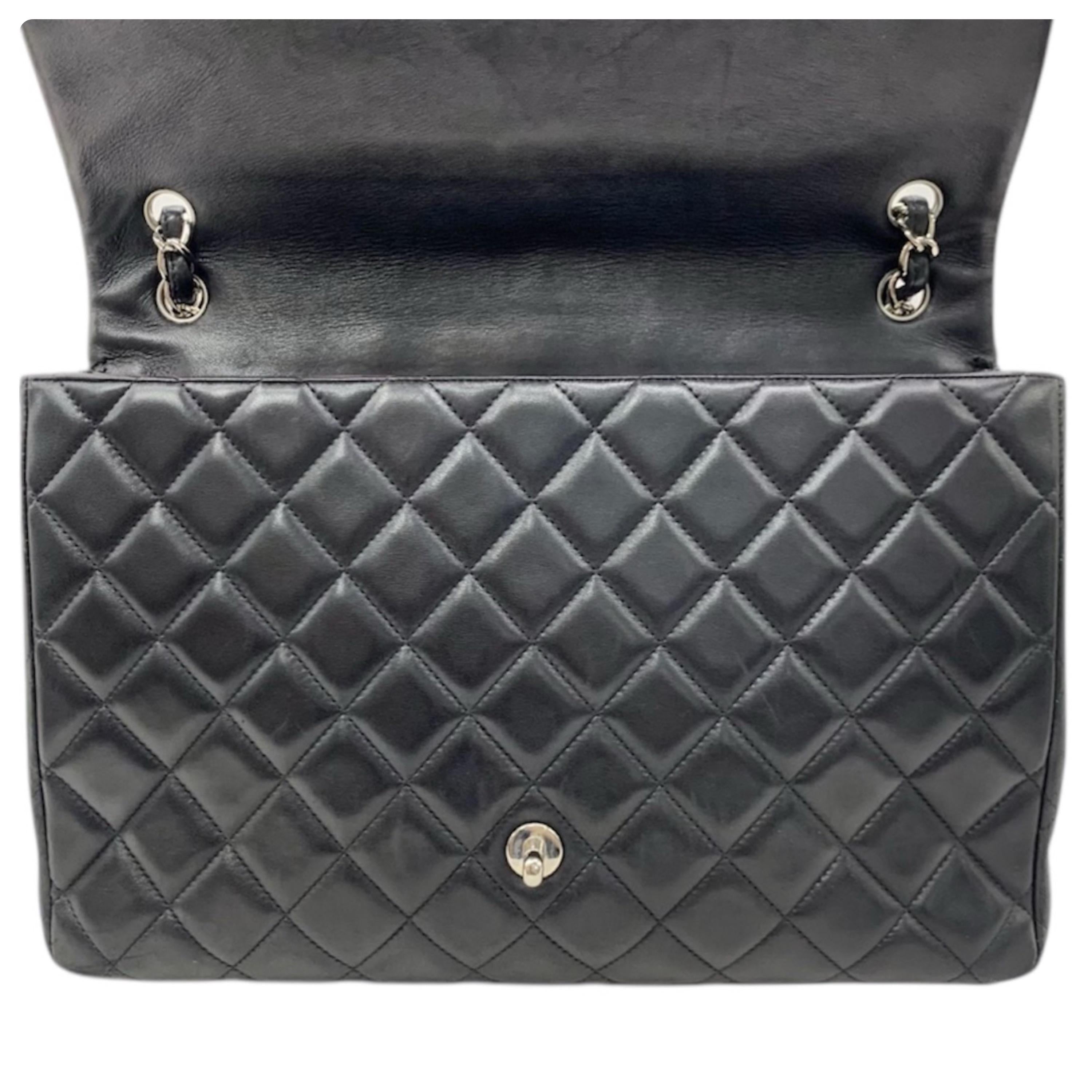 Chanel Black Lambskin Maxi Single Flap Bag