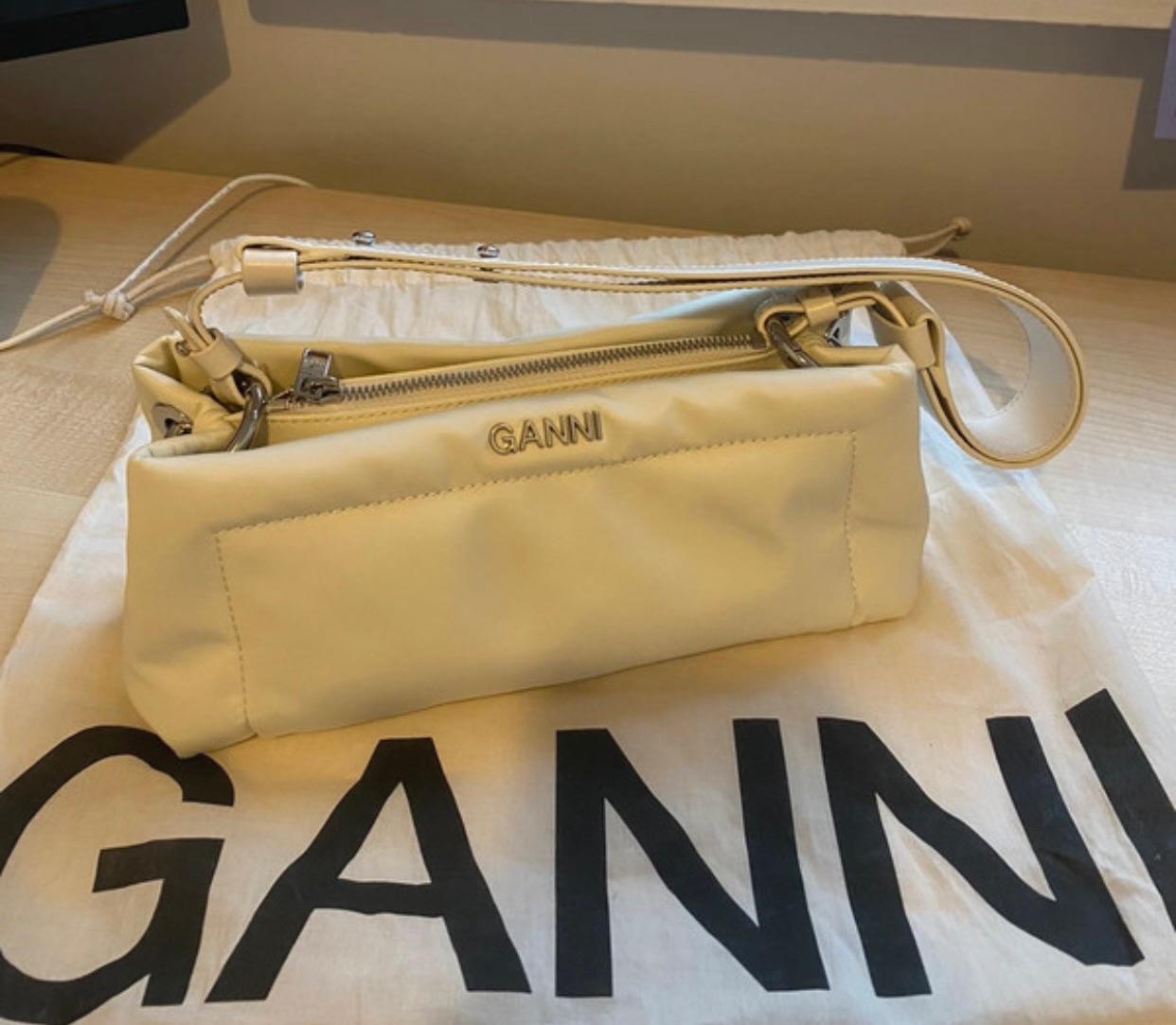 Ganni White Pillow Baguette Bag