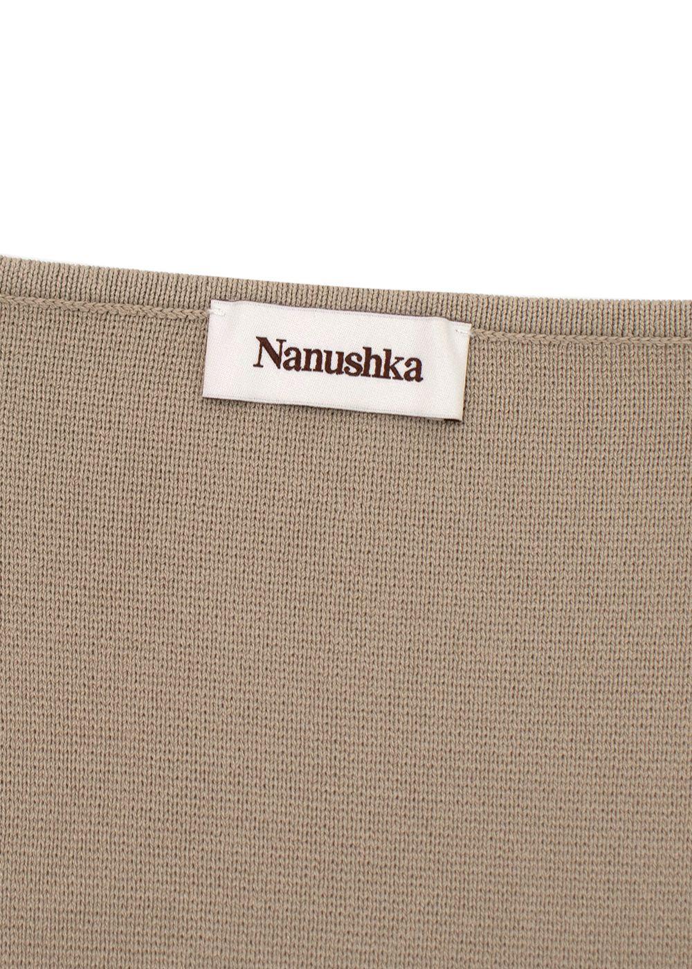 Nanushka Beige Fine Knit Long Sleeve Top