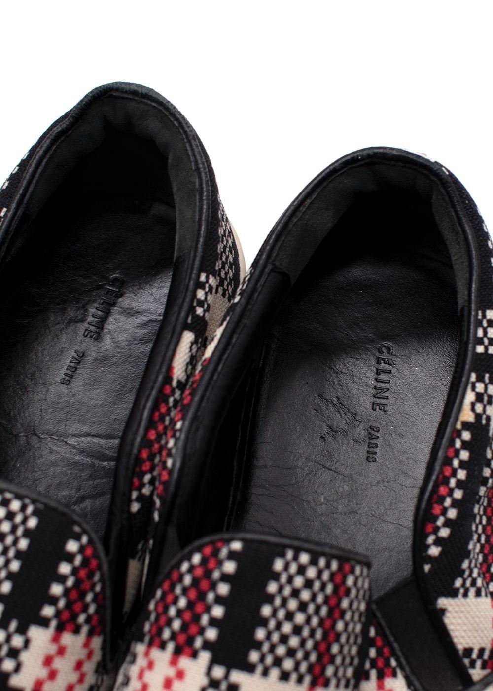 Celine Red and Black Check Slip On Trainers