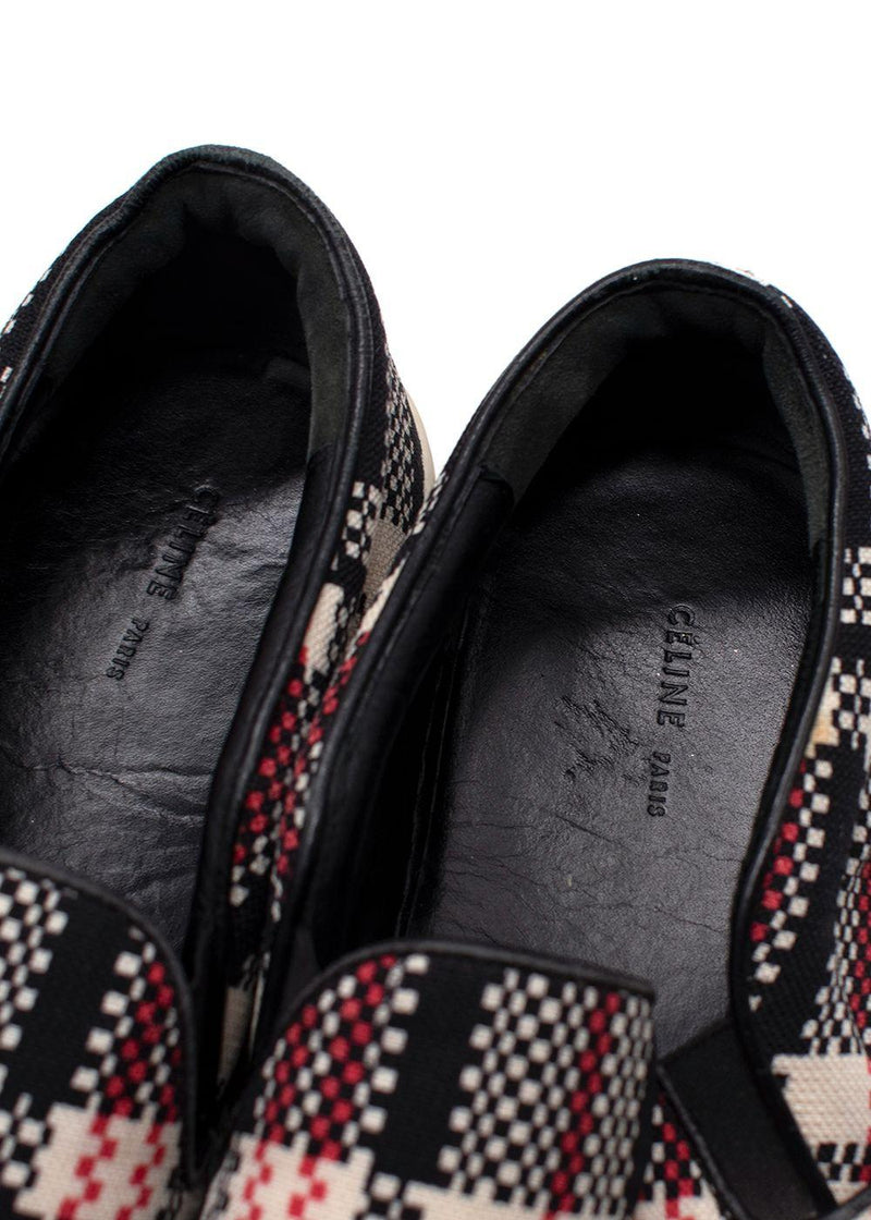 Celine Red and Black Check Slip On Trainers