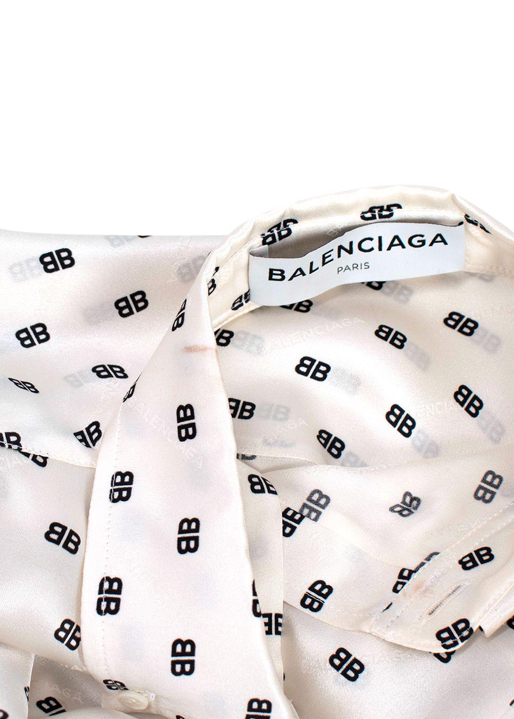 Balenciaga Ivory Monogram Silk Oversized Shirt
