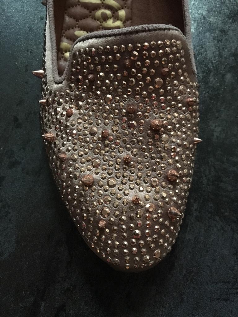 Sam Elderman Spiked Satin Flats
