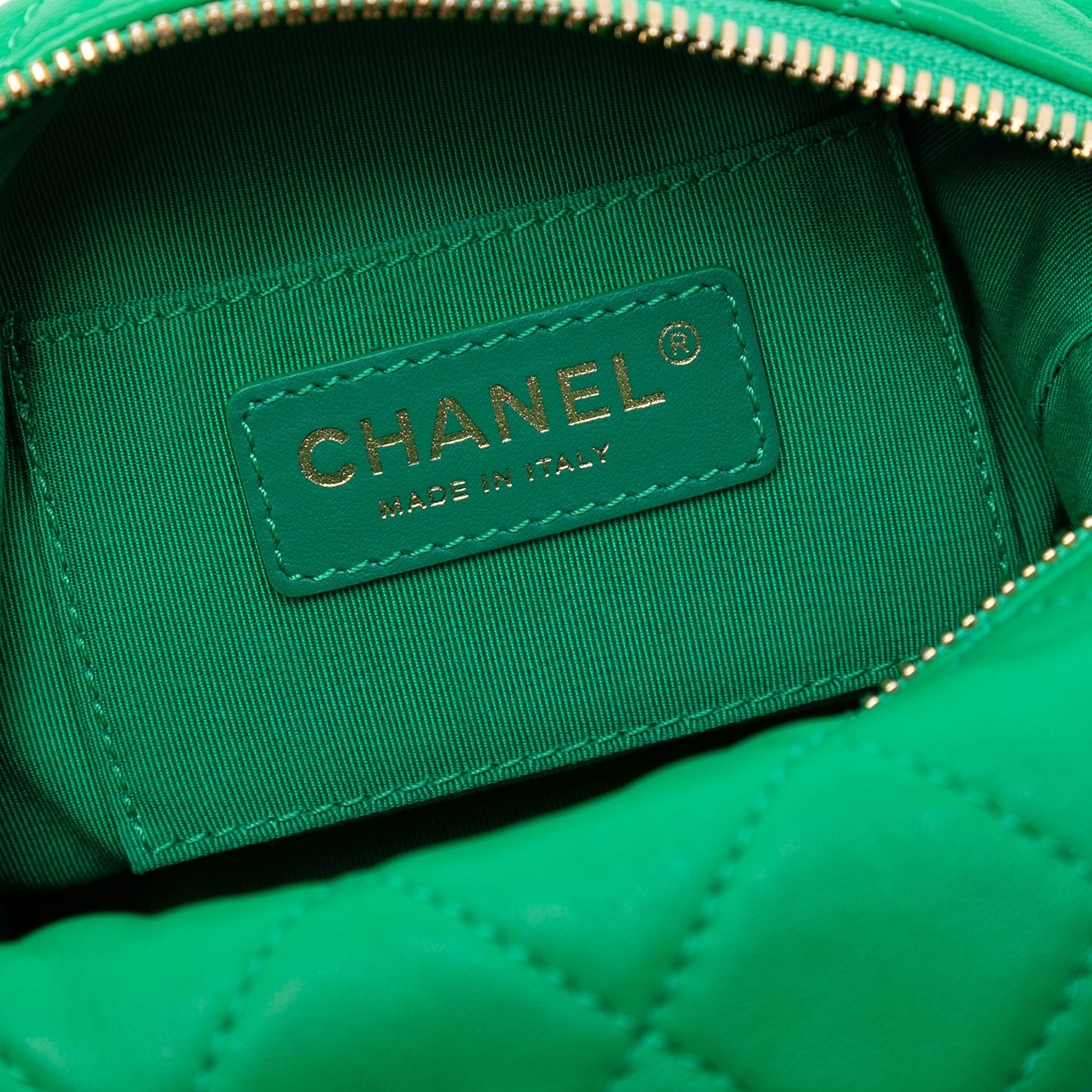 Chanel Green Small Quilted Lambskin Perfect Meeting Hobo