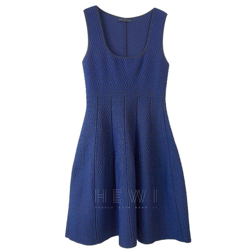 RVN Blue Textured Skater Dress