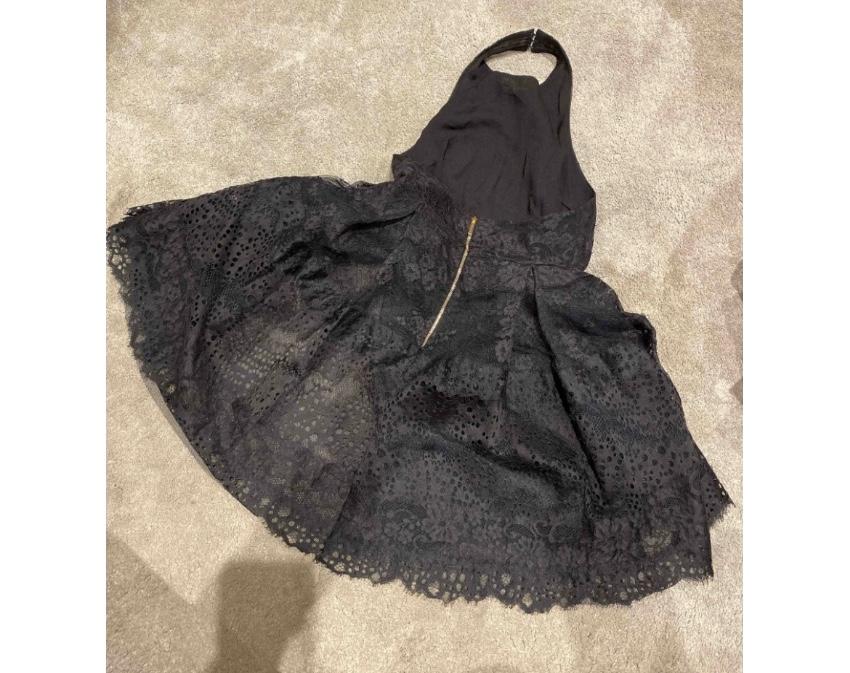 Black Lace Halterneck Mini Dress