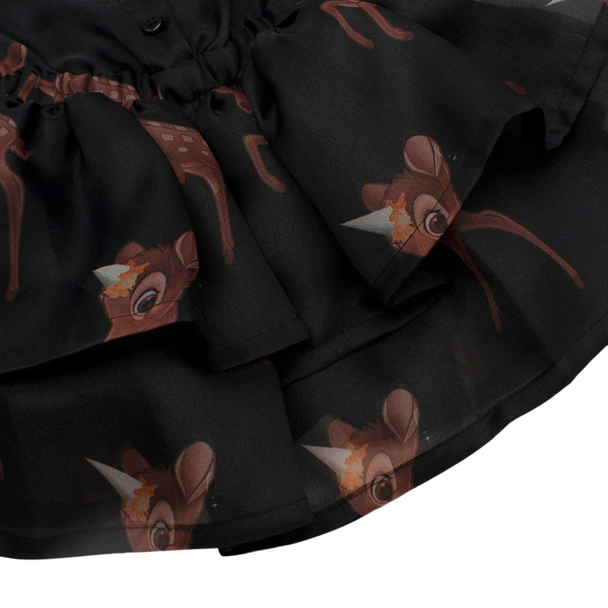Deer Print Black Organza Shirt Dress