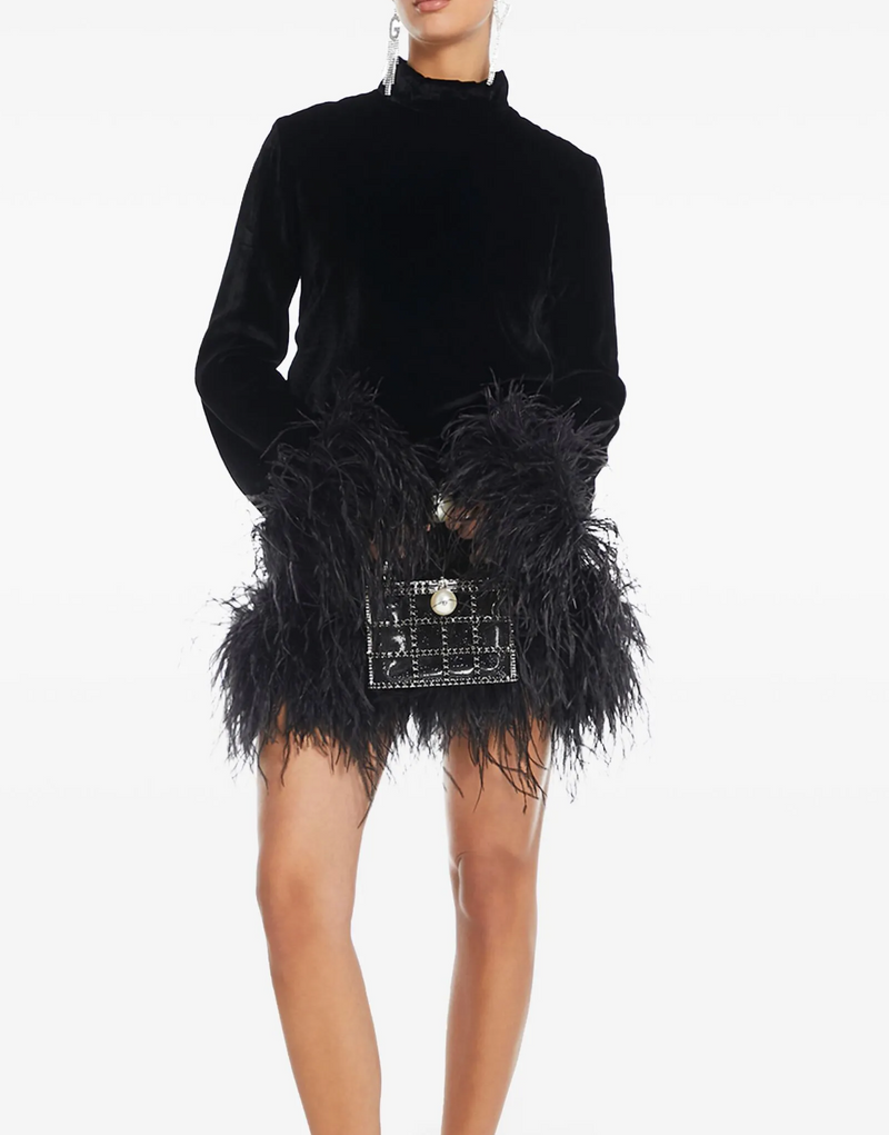Taller Marmo Gina Feather-Trim Minidress