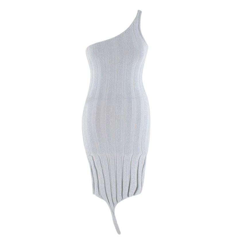 Ioannes Serpent One-Shoulder Metallic Ribbed-Knit Dress