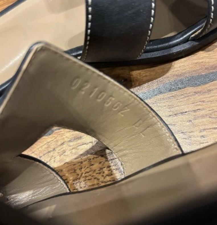 Hermes Black Leather Oran Sandals