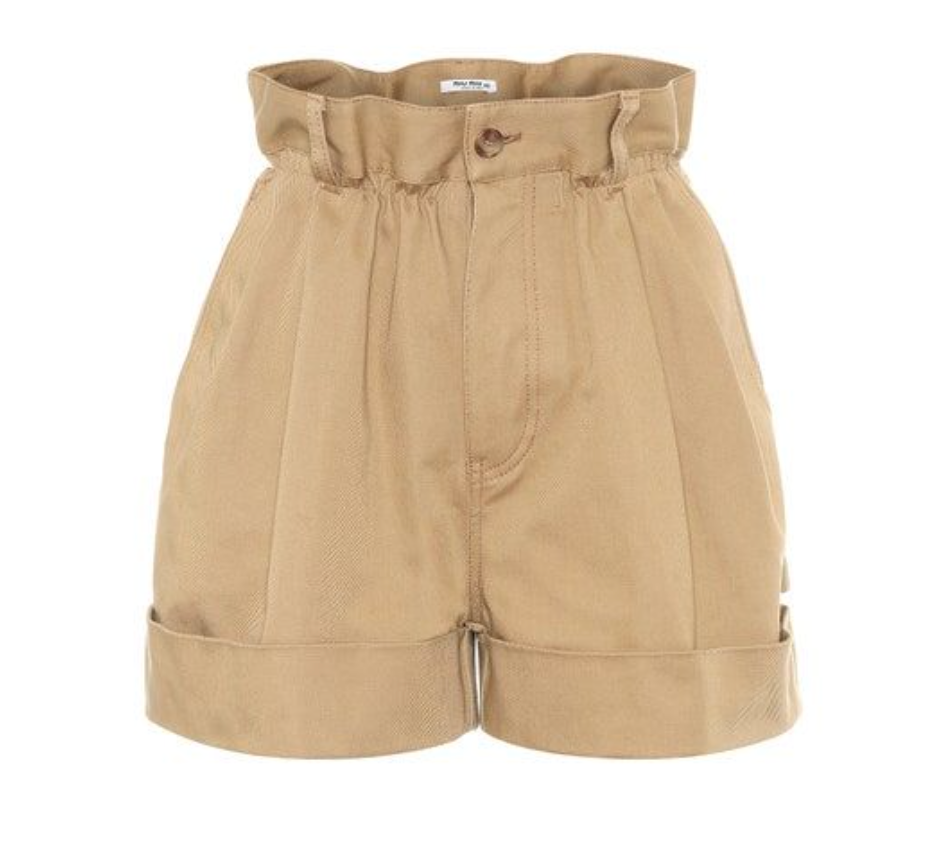 Elasticated Waist Tan Cotton Shorts