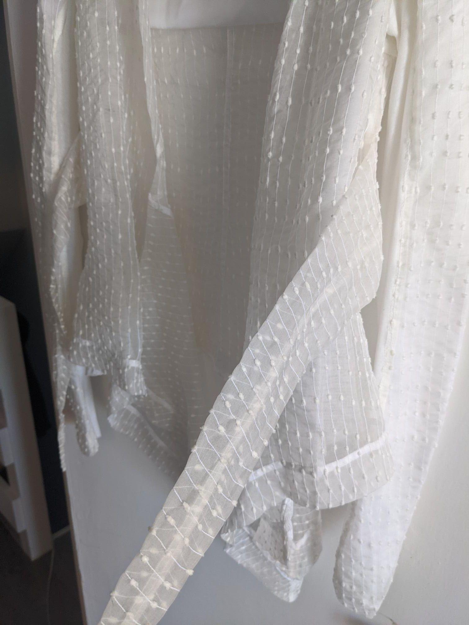 White organza embroidered draped jacket