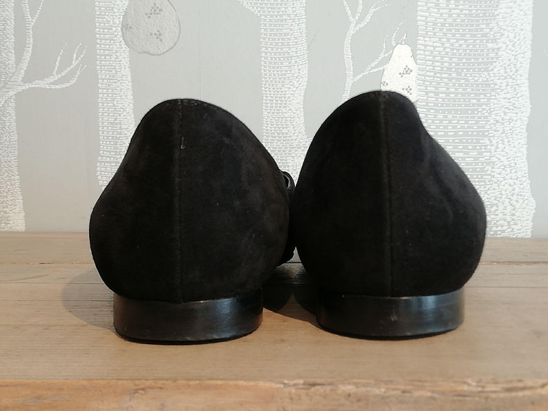 Black Embellished Suede Ballerinas