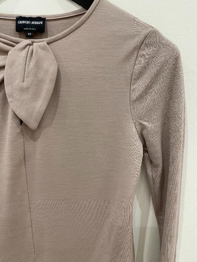 Giorgio Armani Wool & Silk Bow Detail Top