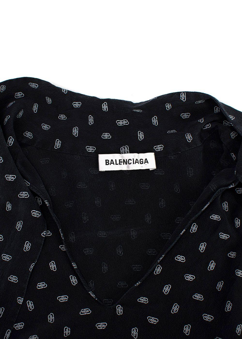 Balenciaga Black Monogram Silk Blouse
