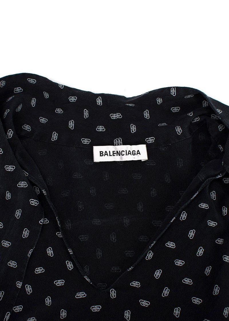 Balenciaga Black Monogram Silk Blouse